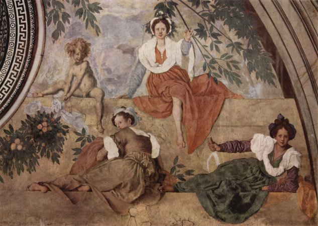 Jahreszeitenfresken in der Medici-Villa in Poggio a Cajano, rechter Teil der Lünette, Szene