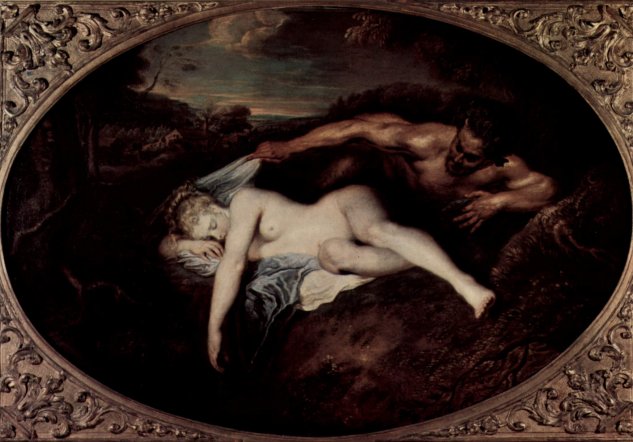  Jupiter und Antiope (Satyr und schlafende Nymphe), Oval

