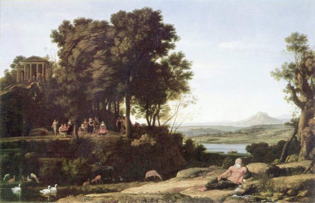  Landschaft mit Apollo, den Musen und einem Flußgott
