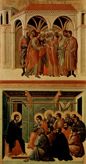  Maestà, Altarretabel des Sieneser Doms, Rückseite, Hauptregister mit Szenen zu Christi Passion, Szenen