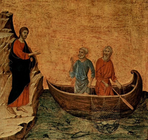  Maestà, Altarretabel des Sieneser Doms, Rückseite, Predella mit Szenen zur Versuchung Christi und Wundertaten, Szene