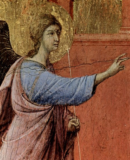 Maestà, Altarretabel des Sieneser Doms, Vorderseite, Predella mit Szenen aus der Kindheit Jesu und Propheten, Szene