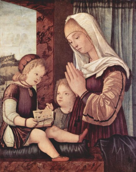  Maria und Johannes der Täufer beten das Christuskind an
