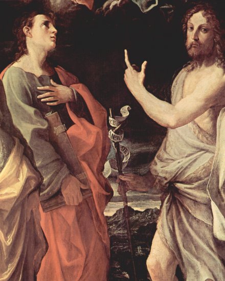  Marienkrönung mit Hl. Katharina von Alexandrien, Hl. Johannes Evangelist, Hl. Johannes der Täufer, Hl. Romuald von Camaldoli, Detail