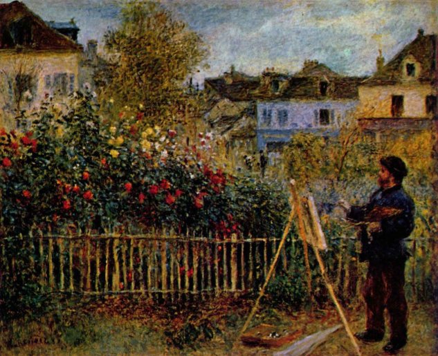  Monet beim Malen in seinem Garten in Argenteuil
