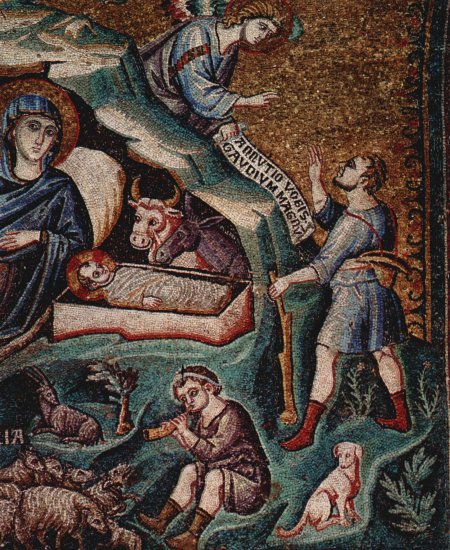  Mosaiken mit Zyklus von 6 Szenen zum Marienleben in der Absis von Santa Maria Trasteverde in Rom, Szene