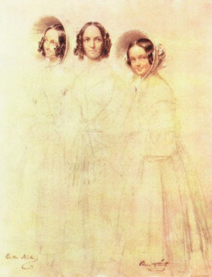  Porträt der Frau Crelinger mit ihren Töchtern Bertha und Clara
