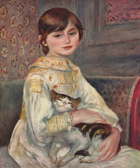  Porträt der Mademoiselle Julie Manet mit Katze
