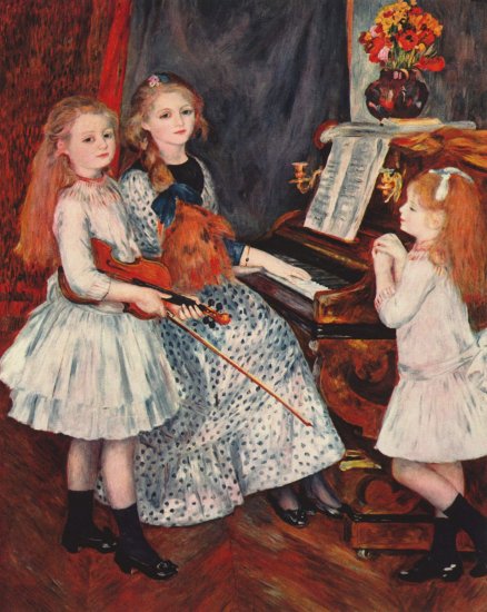 Porträt der Töchter von Catulle-Mendès am Klavier
