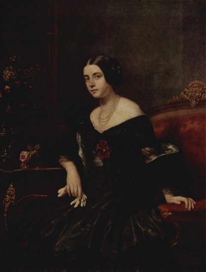  Porträt einer Dame in einem schwarzen Kleid
