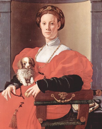  Porträt einer Dame in rotem Kleid
