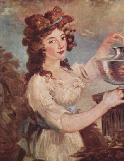  Porträt einer jungen Dame mit Goldfischen
