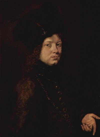  Porträt eines jungen Mannes mit Pelzmütze
