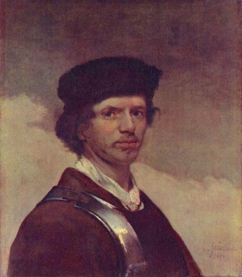  Porträt eines jungen Mannes mit Pelzmütze und Küraß (Selbstporträt?)
