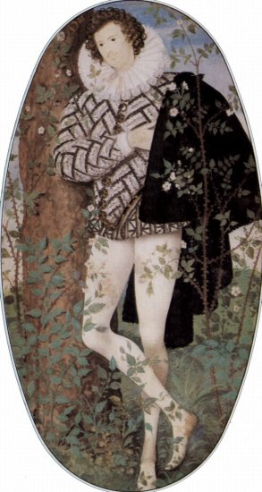  Porträt eines Jünglings unter Rosen, Oval, Detail
