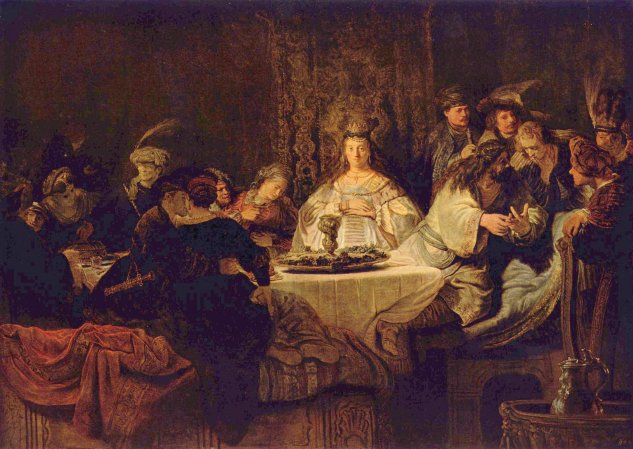 Sansón propone el acertijo en el banquete nupcial