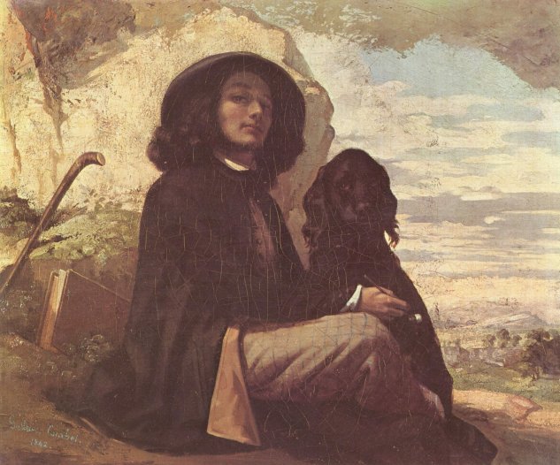  Selbstporträt mit schwarzem Hund
