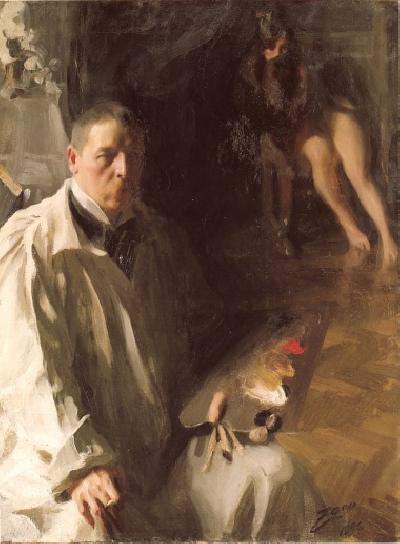 Self portrait with a model