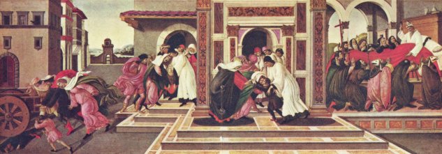 Serie de cuatro cuadros sobre la vida de San Cenobio de Florencia, escena