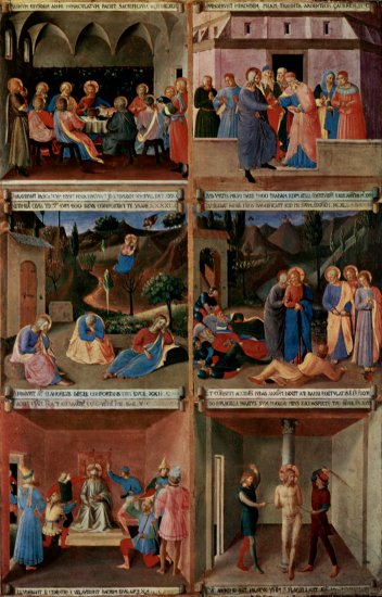 Série de pinturas de escenas de la vida de Cristo para un amario para guardar la cubertería de plata. Serie de escenas