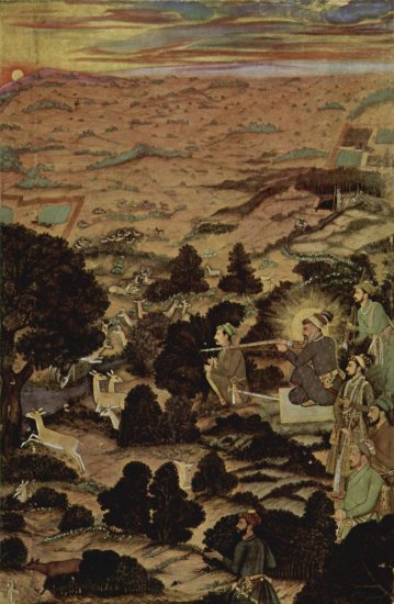  Shâh-Jahân-Nâma-Memoiren, Sammlung von Buchillustrationen und Schriften, Szene