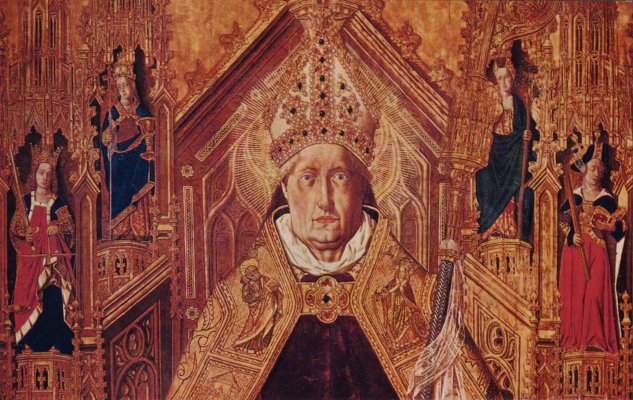  Thronender Hl. Dominikus mit den 7 Kardinaltugenden, Detail

