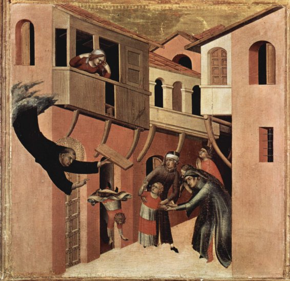  Triptychon des Seligen Hl. Augustinus Novellus, linke Tafel, untere Szene