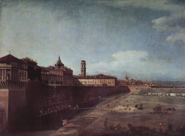  Turin, Blick auf den königlichen Palast von Westen aus
