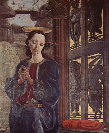  Vier Orgelflügel des Ferraneser Doms, mit Heiligen Georg und dem Drachen und einer Verkündigung, Szene