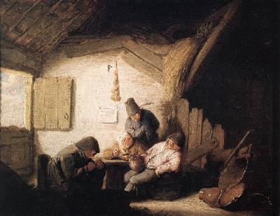 Village Tavern With Four Figures