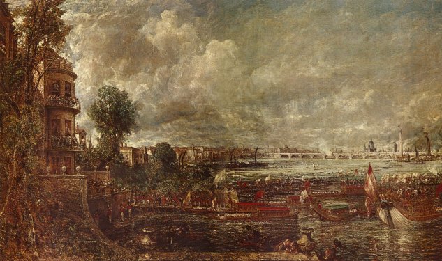 Vista al puente de Waterloo desde Whitehall Stairs, 18 de Junio 1817