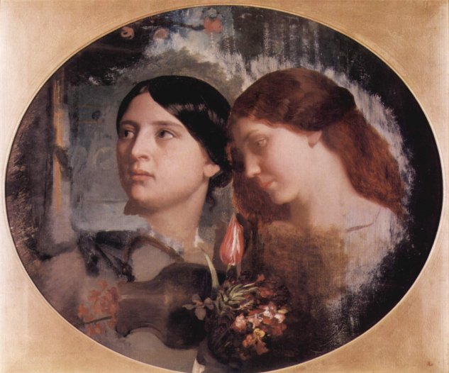  Zwei Frauen mit Blumenstrauß, Oval
